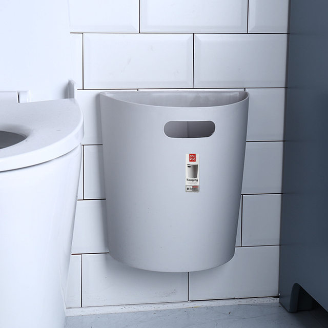 Wall-Mounted Trash Can Bathroom Punch-Free Kitchen Trash Can Cabinet Door Household Toilet Sanitary Bucket Wall-Mounted Small