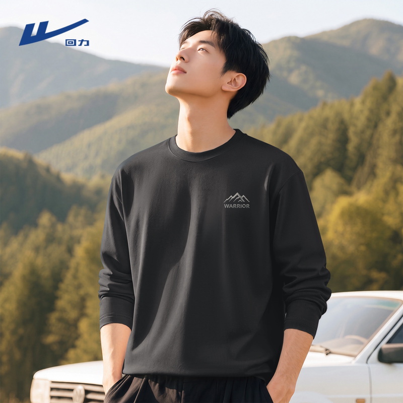 Pull-Back Pure Cotton Long-Sleeved Men's T-Shirt Spring and Autumn New Style Youth Outdoor Mountain Style Loose Round Neck Inner Layering Shirt Y Pull-Back Pure Cotton Long-Sleeved Men's T-Shirt Spring and Autumn New Style Youth Outdoor Mountain Style Loose Round Neck Inner Layering Shirt Y