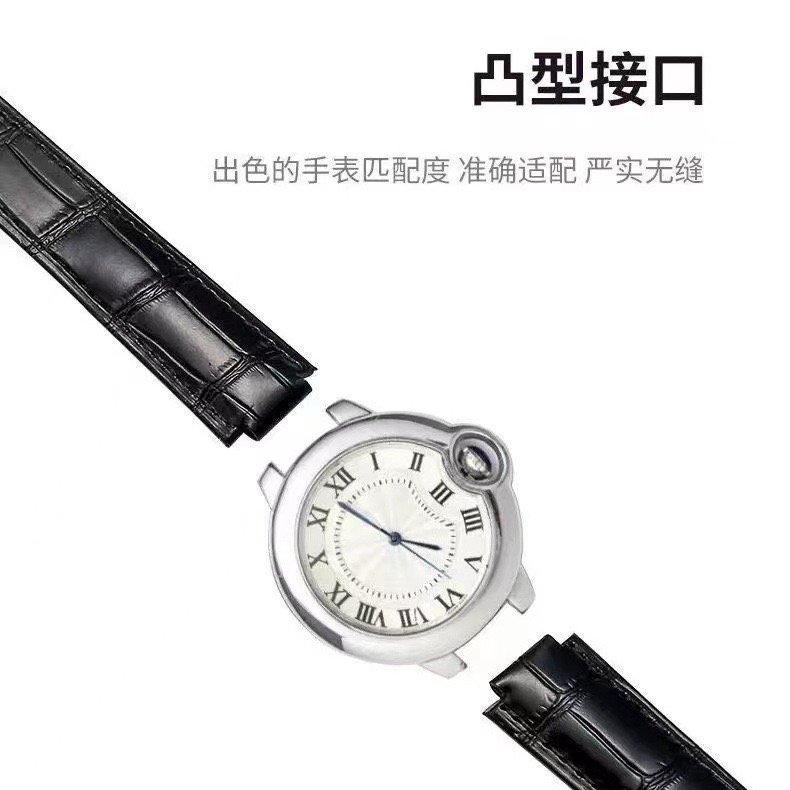 Suitable for Cartier Blue Balloon Watch Strap Genuine Leather Crocodile Pattern Belt Cartie Tank London Key Men and Women