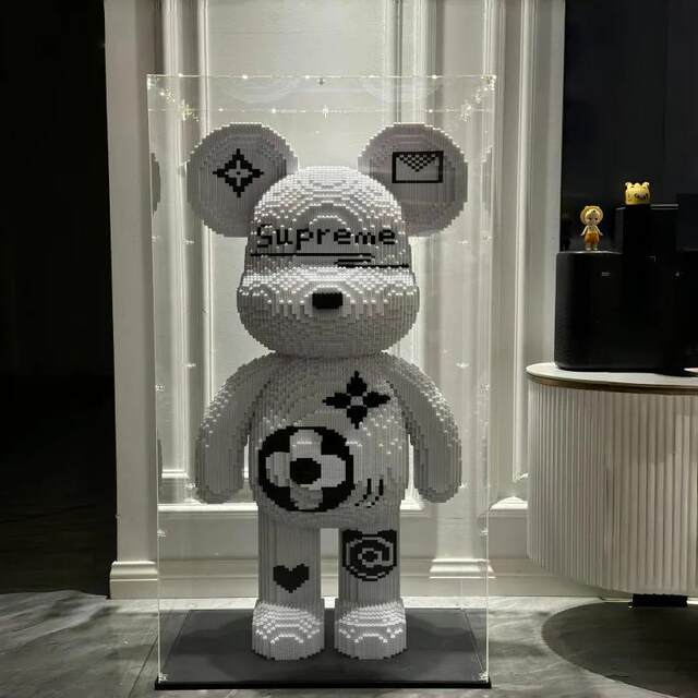 Huge super white violent bear building blocks