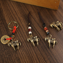 Brass Yuanbao Pendant Immediately Rich Copper Horse Five Emperors Money Car Keychain Pendant Pure Copper Bag Pendant