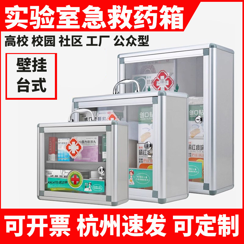 壁挂式药箱高校生物化学实验室含药品急救医疗箱收纳盒套装挂墙箱