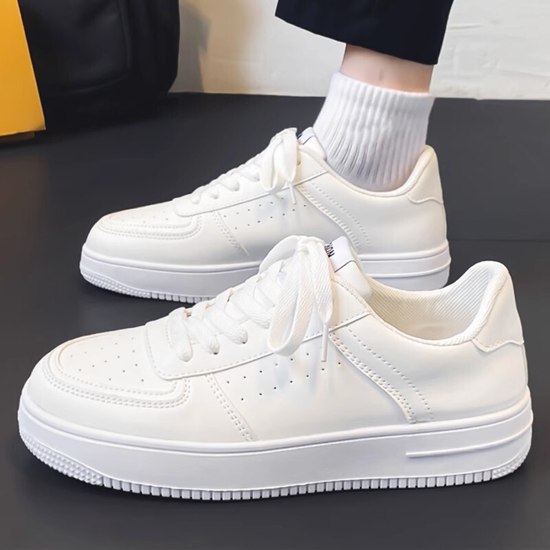 White Sneakers for Men, Summer Breathable, Versatile for Teenagers, Sports Shoes, Men's Non-Slip Pure White Casual Sneakers