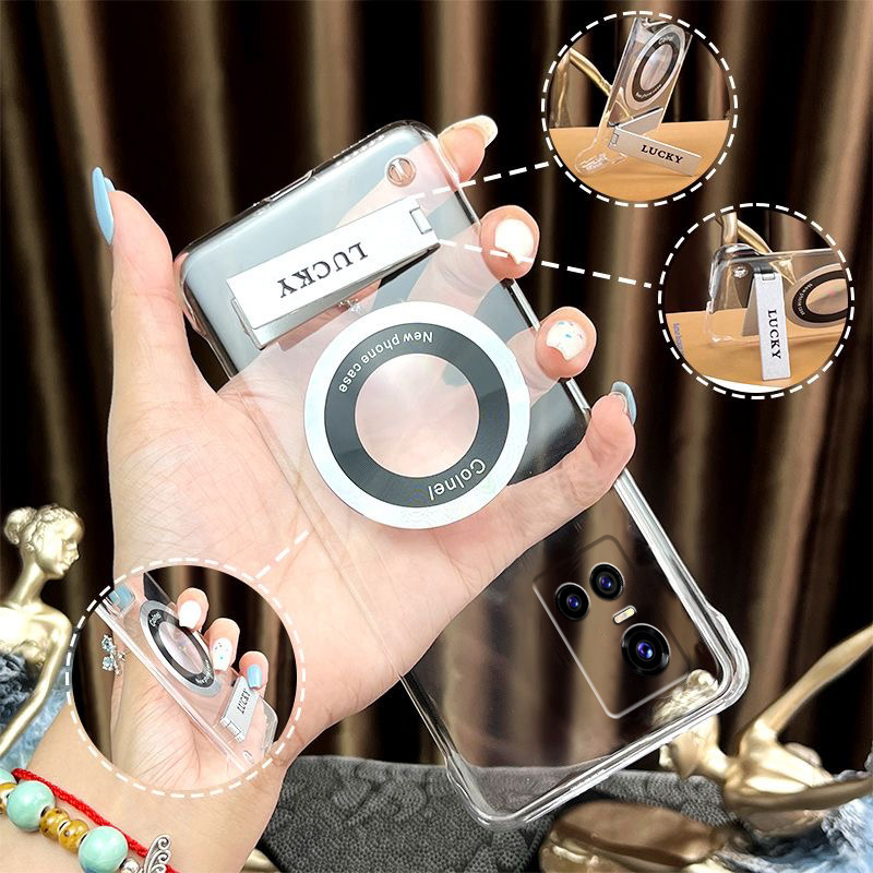 Transparent Frameless Design Suitable for Vivos10Pro, Simple Magnetic Ring, Horizontal and Vertical Stand, Hard Shell, Ultra-Thin Protective Case, Anti-Drop, High-End Phone Case