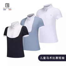 Childrens equestrian short-sleeved shirt spring and summer riding T-shirt equestrian top long-sleeved T-shirt riding clothing childrens knight clothing