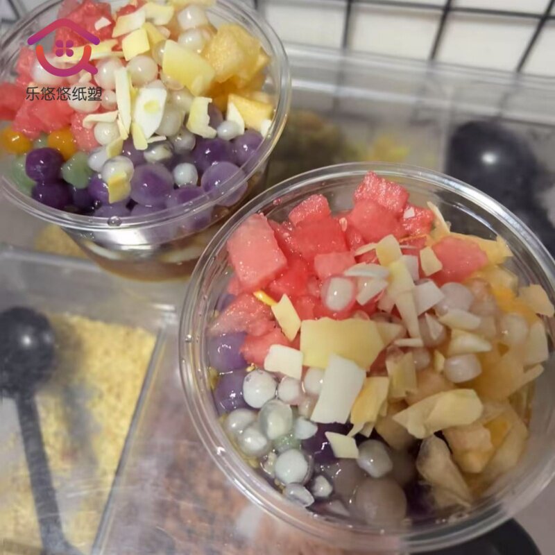 摆摊神器！梅汁杂果冰打包盒甜品碗来袭，出餐快到飞起！-甜品打包盒-淘宝好物网
