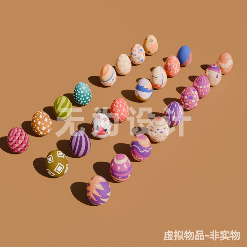 Blender Easter Egg Model Easter-Eggs-9-Max-Obj-Fbx Format