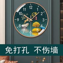 Light luxury home silent clock new simple and fashionable living room and bedroom punch-free wall clock personalized wall-mounted quartz clock