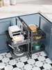 Compact Kitchen Cabinet Corner Pull-Out Basket, Fully Extendable, Small Monster Kitchen Built-In Bowl Basket, Bowl Rack, Rotating Spice Basket