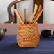 Vietnamese Autumn Rattan Weaving Tea Ceremony Accessories Storage Stationery Makeup Pen Holder Storage Box Brush Holder Small Woven Jar Rattan Craft