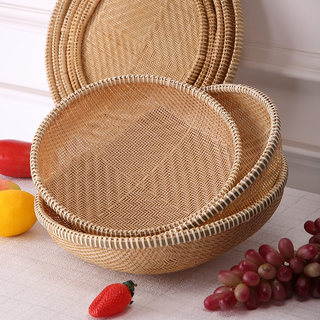 Farm Bamboo Woven Products, Finely Woven Dumpling Plate, Dustpan, Dried Fruit and Drying Plate, Steamed Bun Storage Basket, Plaque, Fruit and Vegetable Basket