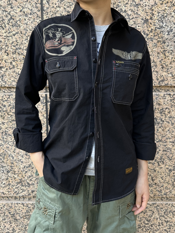 East Courtyard 85Th Bomb Sq. Cotton Poplin Long-Sleeved Military Shirt