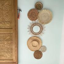 Nordic ins Indonesian bohemian three-dimensional straw B&B handmade rattan wall decoration pendant wall wall decoration