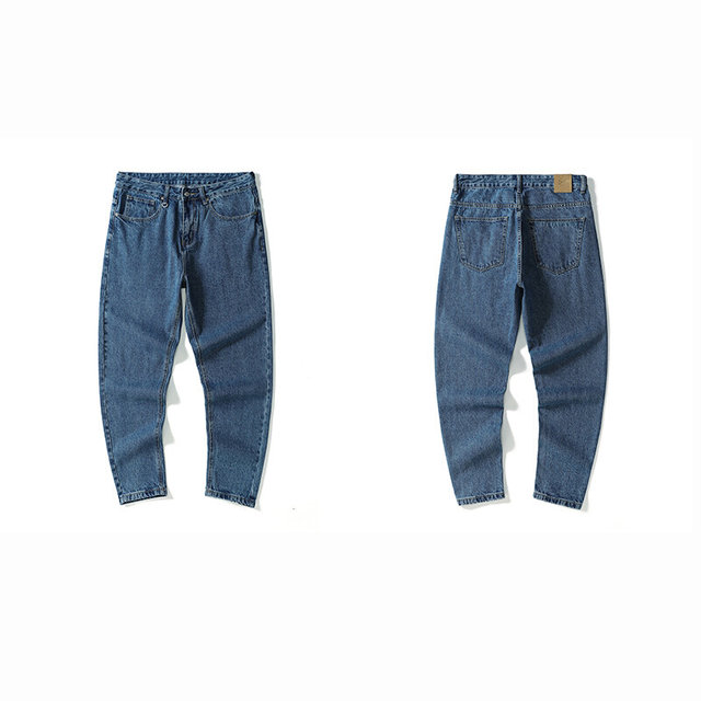 ໂສ້ງຢີນ Chen Zhiwen ຜູ້ຊາຍໂສ້ງຂາສັ້ນກາງແຈ້ງ harem pants ຂາກ້ວາງຊັກ workwear ຂະຫນາດໃຫຍ່ເກົ້າຈຸດແນວໂນ້ມ pants