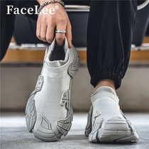 FaceLee mens shoes 2024 new autumn breathable thin fly knitted mesh trendy shoes sports casual socks mesh shoes