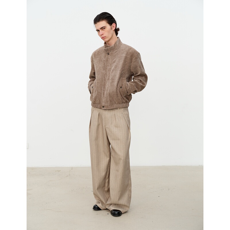 Sukchor "Original Authentic" Copper Ammonia Tree-Patterned Texture Retro Houndstooth Harrington Jacket Sukchor "Original Authentic" Copper Ammonia Tree-Patterned Texture Retro Houndstooth Harrington Jacket