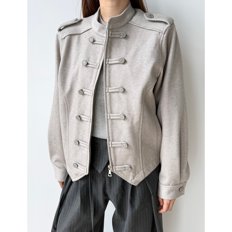 Sukchor Napoleon Double-Breasted Wool Blend Elegant Court-Style Short Jacket