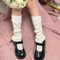 Leg covers white socks Japanese style JK Lolita bubble mid-tube calf protection knitted warm y2k womens autumn and winter socks