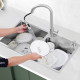 Home Kitchen Sus304 Stainless Steel Sink Hand-Drawn Double-Slot Thickeneded Dishwashing Basin Above, Middle and Lower Dishwashing Basin