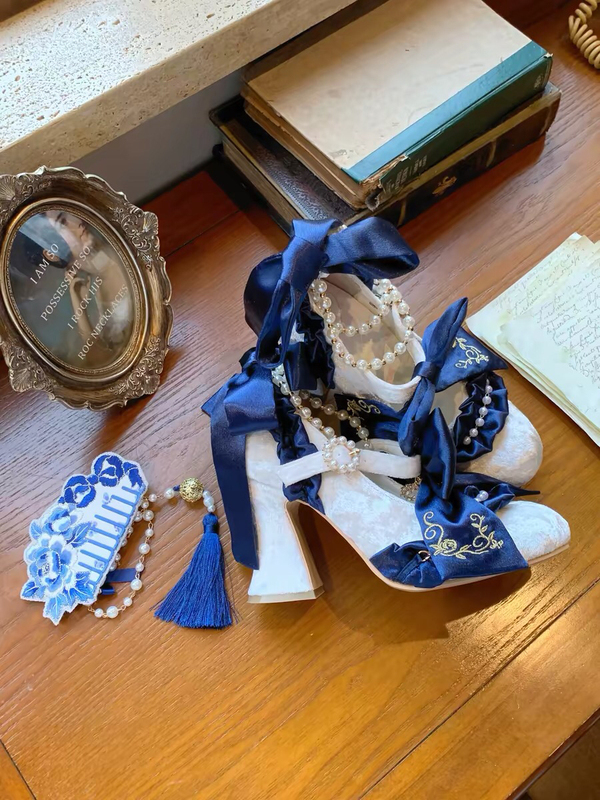 Velvet Elegant Lolita High Heels, Palace-Style Princess Shoes, Sweet Lolita Shoes, Cosplay High Heels