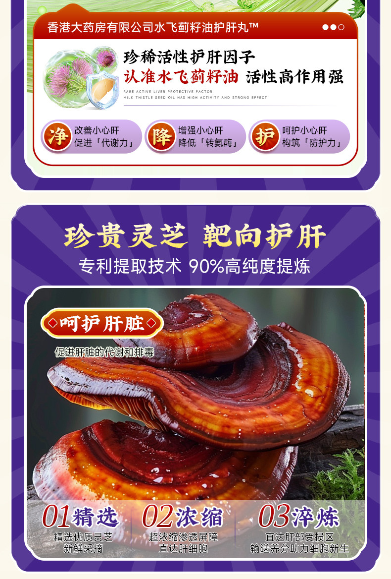 【中國直郵】 香港大藥房 水飛薊籽油護肝丸 草本萃取 1瓶60粒