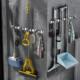 Rack without punching wall-mounted mop hook bathroom clip strong viscose broom stainless steel mop storage tool
