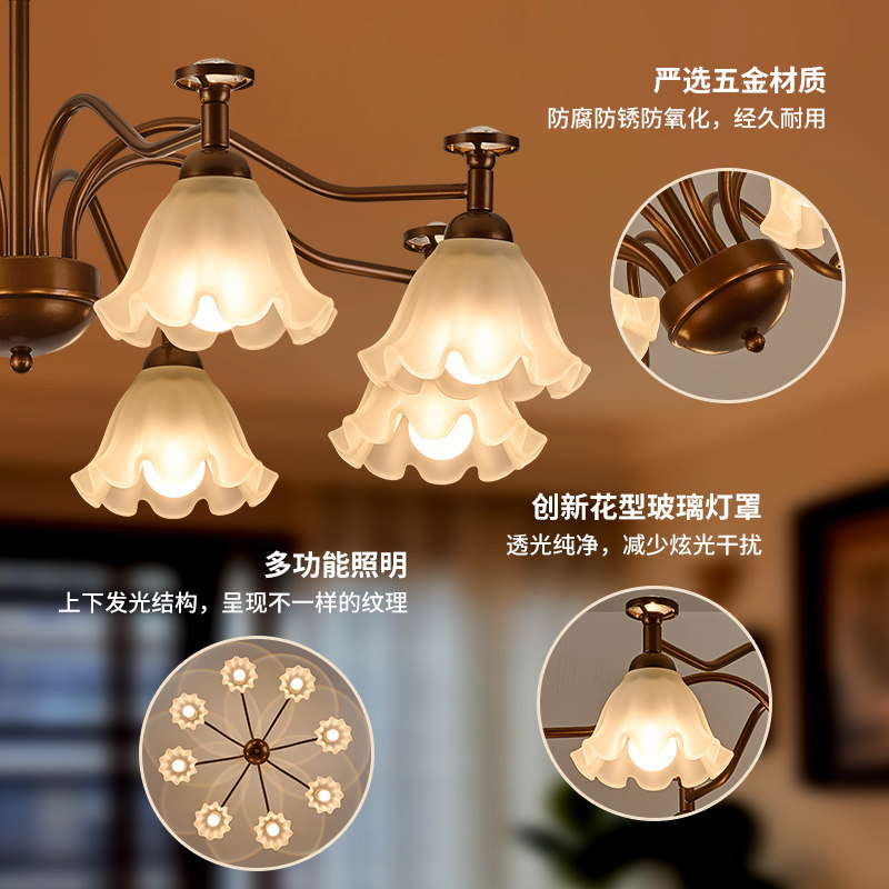 顾家美式复古客厅吊灯：法式中古风主灯怎么选？轻奢卧室餐厅灯具推荐-护眼吊灯-淘宝百科网