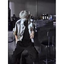 American trendy street hip-hop silhouette flower short-sleeved shirt 2024 summer new style high-end handsome half-sleeved shirt