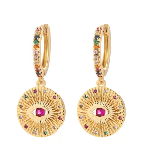 Сердце и турецкие злые голубые серьги для женщин настоящий золото