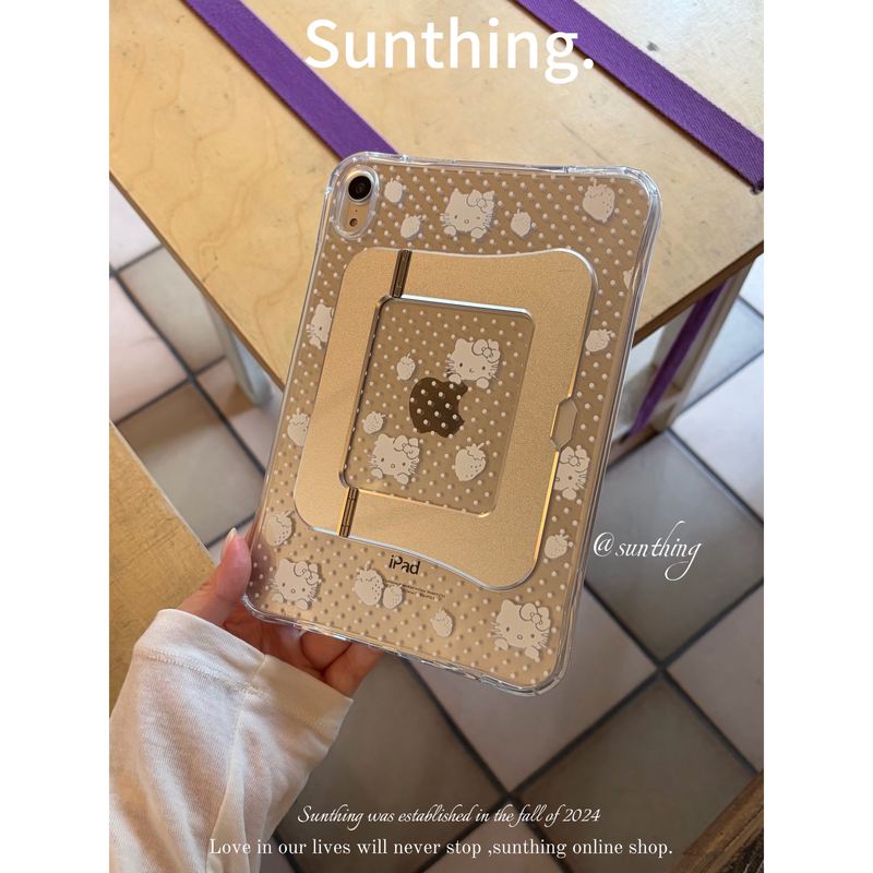Sunthing Kitty Strawberry Polka Dot ~ Acrylic Pivot Tablet Case Simple High-End Single Case Suitable for iPad Pro /Air8 Protective Case Anti-Bending Ai4R56 Tablet Cover Pro 11inch