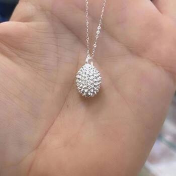 [Great Bargain]Authentic Silver Durian Necklace for Women, Silver Durian Mid-Autumn Festival Gift for Wife or Girlfriend