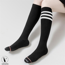 VALVOELITE High Breathable Striped Sports Socks Womens Slim Leg Compression Stockings Anti-Slip Antibacterial Tennis Socks