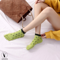 VALVOELITE shallow mouth pure cotton sports socks womens split toe lace tennis socks breathable printed badminton socks