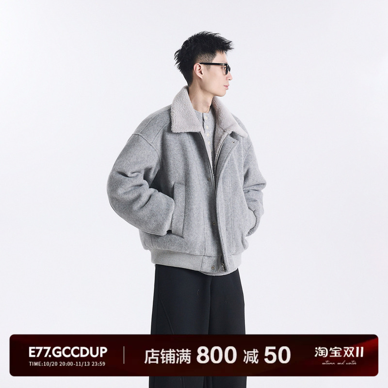 E77 "Fengxueshen" High-End Wool Blend with Fur Collar and 90% White Duck down Warm down Jacket