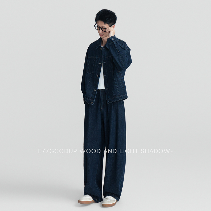 E77.Gccdup'Pavement' Classic Retro Salt-Washed Stone-Washed Denim Shirt Jacket Casual Pants Set