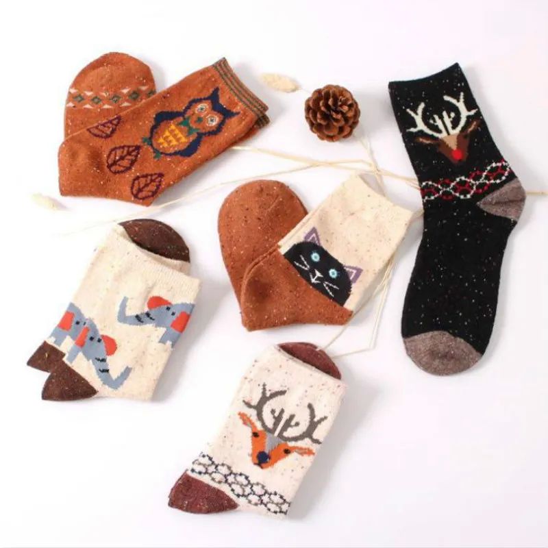 Autumn Winter Cute Cartoon Animal Color Wool Middle Tube War