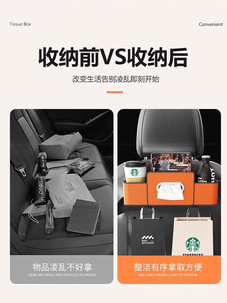 Car Seat Back Tissue Box Bag, Multifunctional Car Storage Box, Tissue Box, Storage Box, Seat Back Organizer