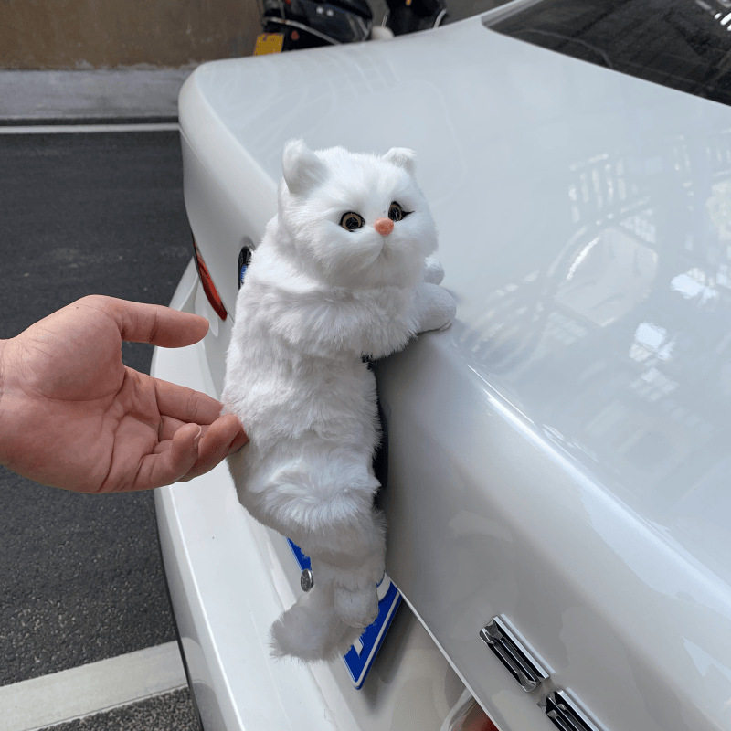 Cat Car Tail Decoration, Trunk Exterior Tail Ornament, Cute Lying Posture Doll, Motorcycle Decoration Figurine for Men