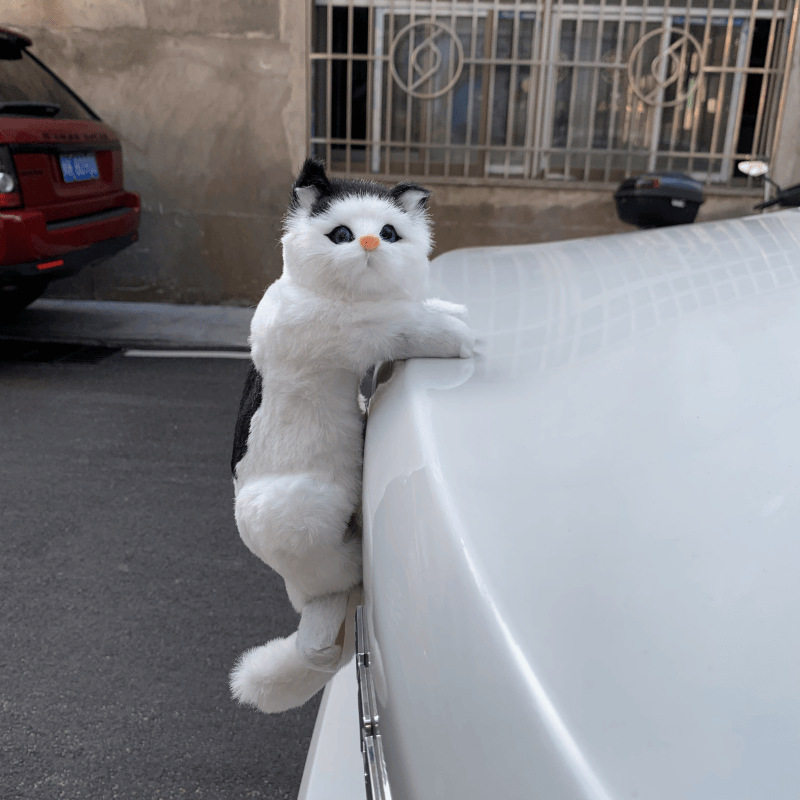 Cat Car Tail Decoration, Trunk Exterior Tail Ornament, Cute Lying Posture Doll, Motorcycle Decoration Figurine for Men
