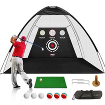 Indoor golf chipping practice set swing hitting net outdoor hitting cage with hitting pad fence and carpet