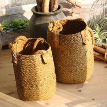 Natural 09 flower instrument american craft straw woven tube decoration flower basket storage basket w9m flower 0 vase 9 basket rural