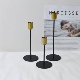 European retro simple candlestick matte black + bronze candlestick iron metal candlestick ornaments directly supplied from the manufacturer