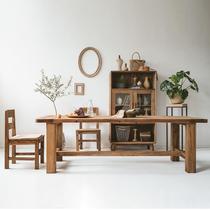 Runjia Home retro old pine dining table and chair combination cafe restaurant store solid wood dining table and chair set
