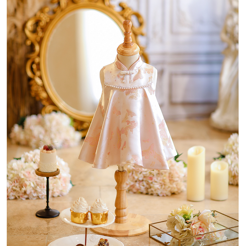 Baby Girl's New Chinese-Style One-Year-Old Princess Dress, Cheongsam Dress for Birthday Celebration, High-End Traditional Chinese Style Infant Toddler Birthday Tutu Dress