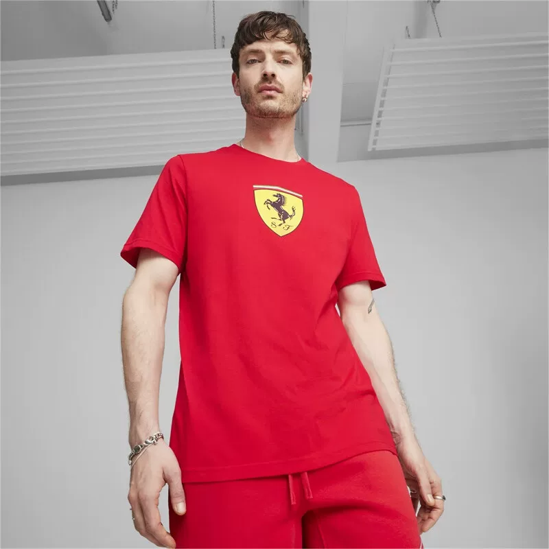 Футболка Puma, Ferrari, для мужчин и женщин, спортивная гоночная машина для отдыха, с коротким рукавом