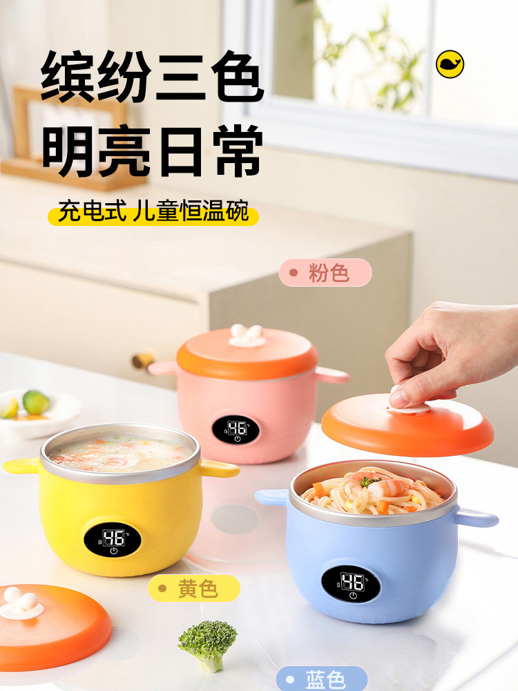 Waterproof Baby Feeding Bowl with Constant Temperature, Smart Rechargeable Food Warmer for Elderly and Adults, Insulated Lunch Box and Plate
