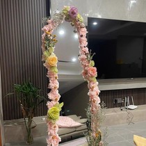 Mirror diy material package full body mirror handmade internet celebrity floor mirror transformation decorative frame dried flower pear paper sticker