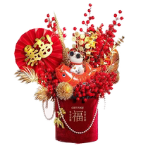 High-end red fruit bucket new year moving new home wedding decorations living room decorations desktop decorations simulated flowers