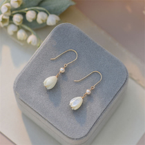 Otterles Suzulan flower natural pearl Orchid ear hook earrings small crowdflag gown slaloy retro to the female trend