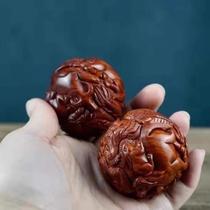 Twelve zodiac health balls Laos huanghuali handball massage balls carved cultural toys fitness balls solid wood carved handles